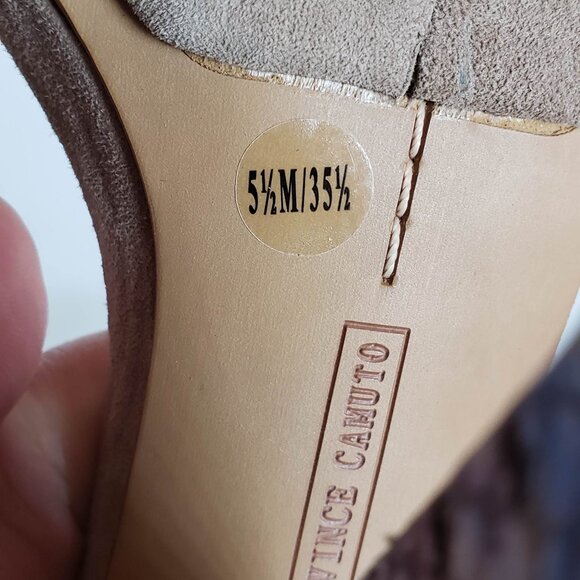 New VINCE CAMUTO Leather Suede Platform Sandal Ankle Strap Snakeskin Pumps Heels - Picture 9 of 10